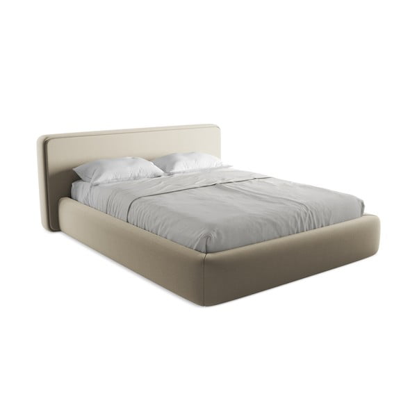 Beež polsterdatud kaheinimesevoodi koos voodipõhja ja panipaigaga 160x200cm Kiana - Makamii-image-2