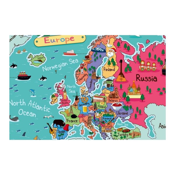 Obraz Homemania Maps Europe Pictures, 70 x 100 cm
