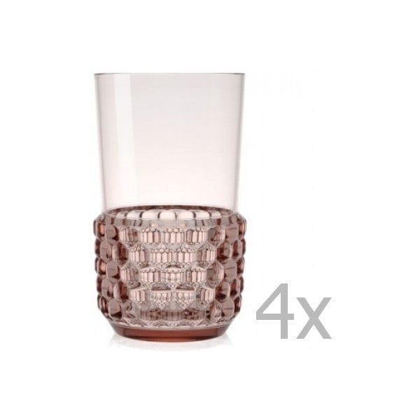 Sada 4 světle růžových sklenic Kartell Jellies, 500 ml