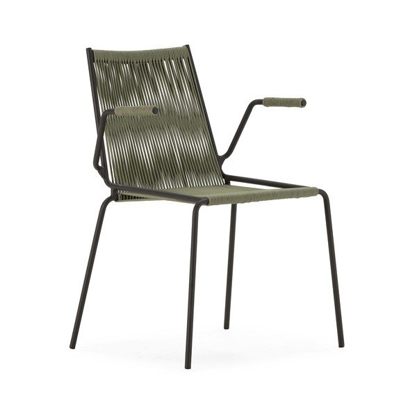 Rohelised metallist söögitoolid käetugedega/virnastatavad, 2 tk komplektis Emily - Marckeric