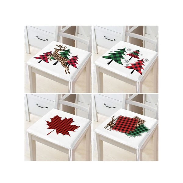 Jõulumotiiviga istmepadjad 4tk komplektis 40x40 cm Tartan - Mila Home-image-3