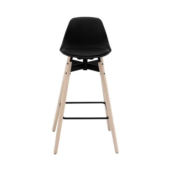 Černá barová židle s podnožím z dubového dřeva Actona Zenta