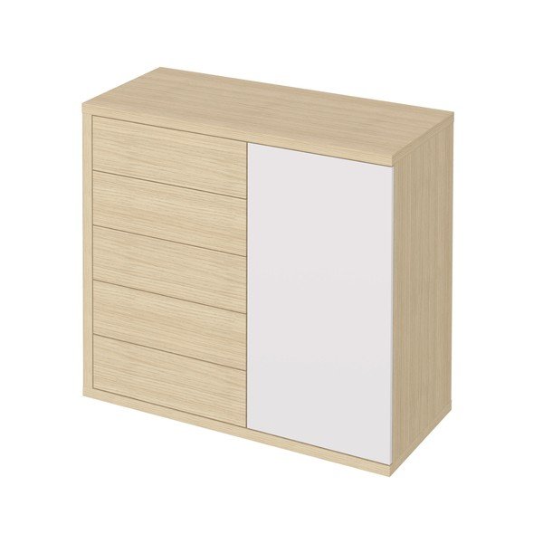 Valge madal tammepuust riidekapp 113x113 cm Hugo - TemaHome-image-2