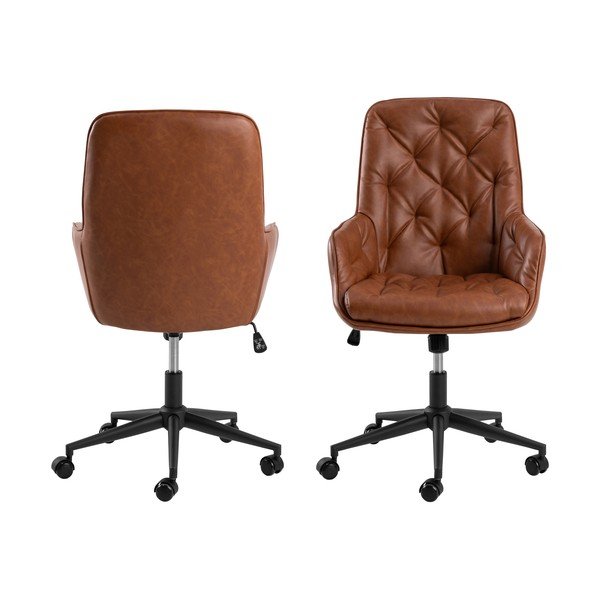 Konjakipruun kunstnahast kontoritool Erik - Actona-image-3