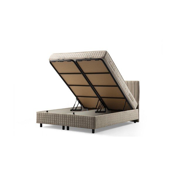 Beež polsterdatud kaheinimesevoodi koos voodipõhja ja panipaigaga 140x200 cm Safir - Kalune Design-image-2