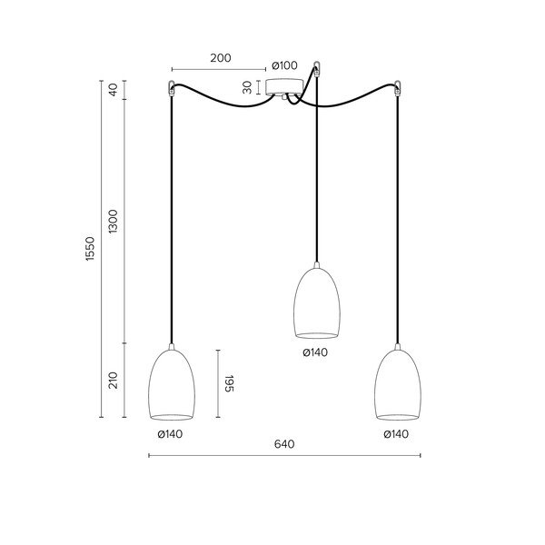Valge kolmevarreline ripats Elementaarne matt, ⌀ 14 cm Ume - Sotto Luce-image-4