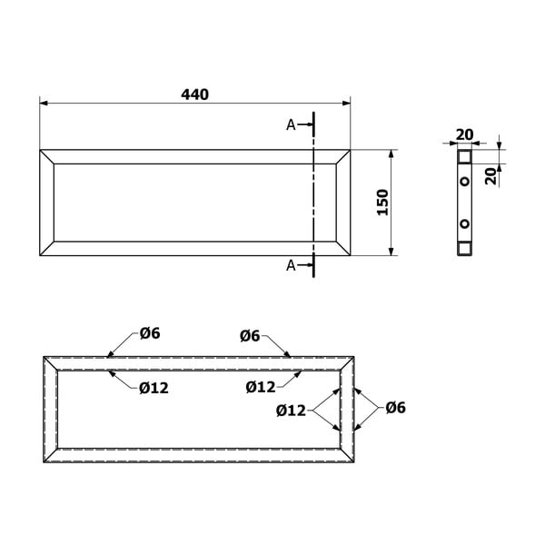 Valge terasest tööpinna tugi  49x2 cm – Sapho-image-1