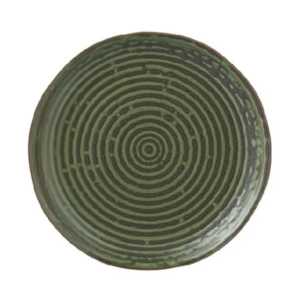 Zelený porcelánový talíř J-Line Circles, ⌀ 25,3 cm