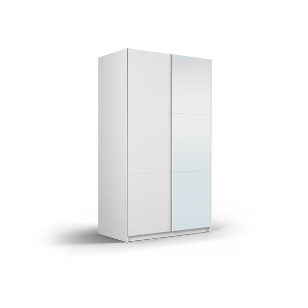 Valge peegli- ja lükandustega riidekapp 122x215 cm Lisburn - Cosmopolitan Design-image-2