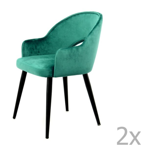 Sada 2 zelených jídelních židlí 360 Living Veit