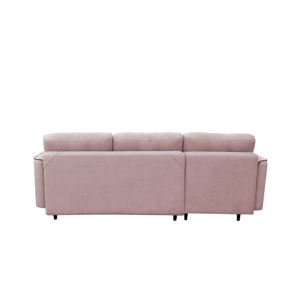 Růžová rozkládací pohovka s černými nohami Mazzini Sofas Dragonfly, levý roh-image-3