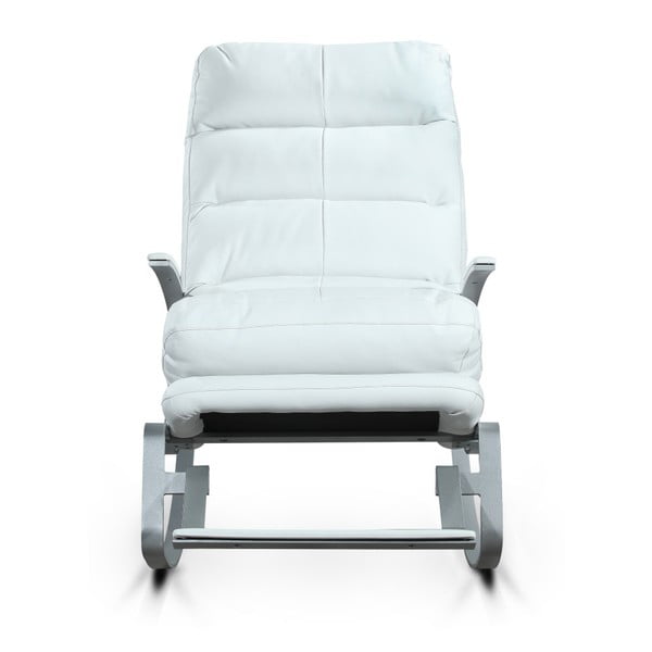 Bílé koženkové houpací křeslo Garageeight Rockport-image-1