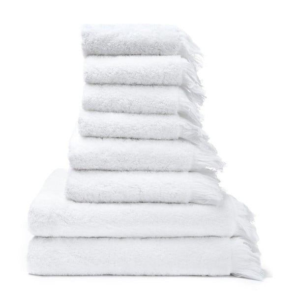 Set 4 bílých osušek a 4 ručníků z čisté bavlny Casa Di Bassi