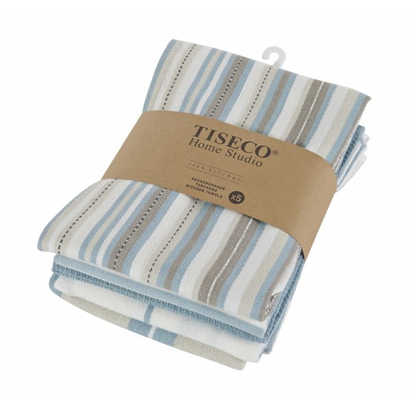 5 sinise puuvillase rätiku komplekt, 50 x 70 cm - Tiseco Home Studio