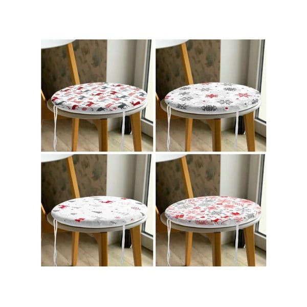 Jõulumotiiviga istmepadjad 4tk komplektis, ø 40 cm Snowflakes - Mila Home-image-3