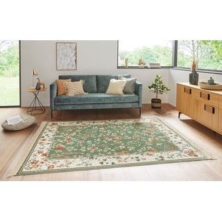 Roheline-kreem viskoosist vaip 195x300 cm Oriental - Nouristan