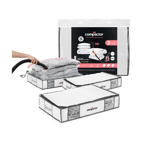 Vaakumtugevdatud kangast hoiukastid riietele 3tk komplektis 45x65x15,5 cm Life – Compactor