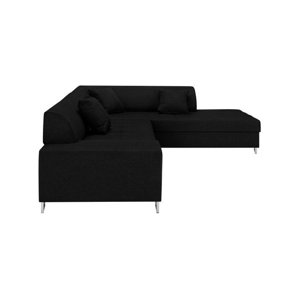 Černá rohová rozkládací pohovka s nohami ve stříbrné barvě Cosmopolitan Design Orlando, pravý roh-image-2