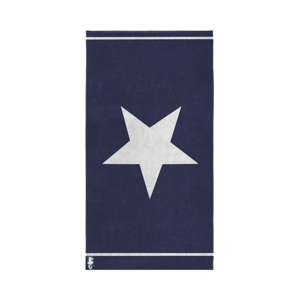 Modrá bavlněná osuška Seahorse Star, 100 x 180 cm