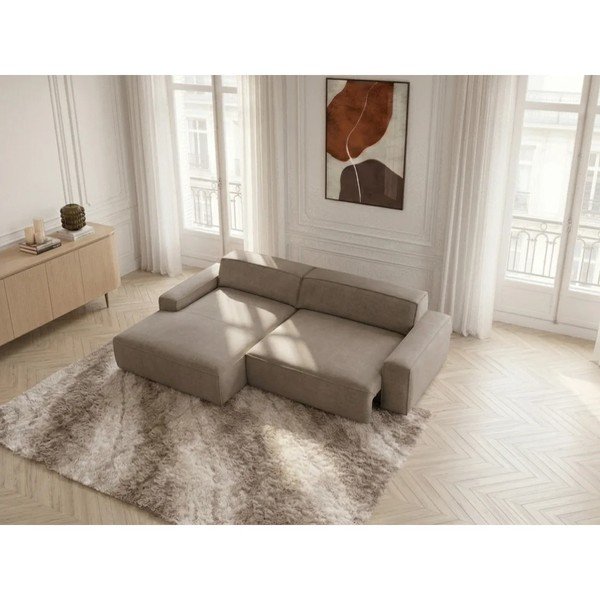 Hallikaspruun diivanvoodi/elektrilise istmepikendusega nurgadiivan (vasak nurk) Abel - Bobochic Paris-image-4
