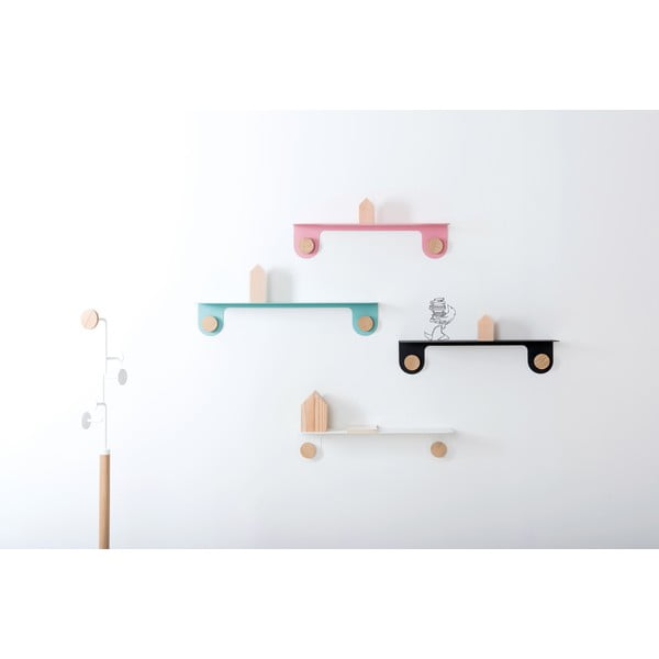 Valge terasest seinariiul tammepuust detailidega, 2 konksuga, pikkus 70 cm. Hook - Gazzda-image-3