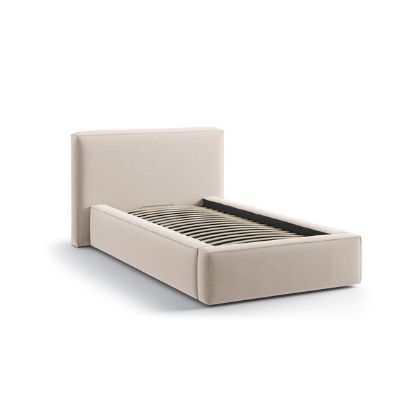 Beež polsterdatud üheinimesevoodi koos panipaiga ja voodipõhjaga 90x200 cm Jodie - Micadoni-image-2