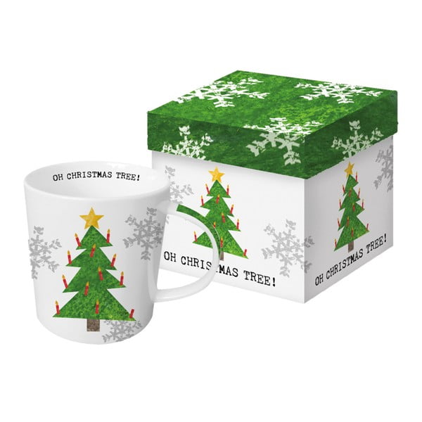 Hrnek z kostního porcelánu s vánočním motivem v dárkovém balení PPD Oh Christmas Tree, 350 ml