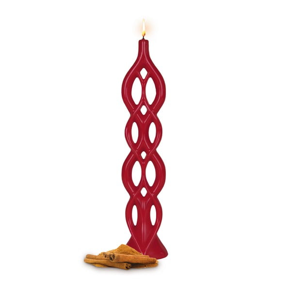Červená vonná svíčka s vůní skořice Alusi Lela, 5 hodin hoření