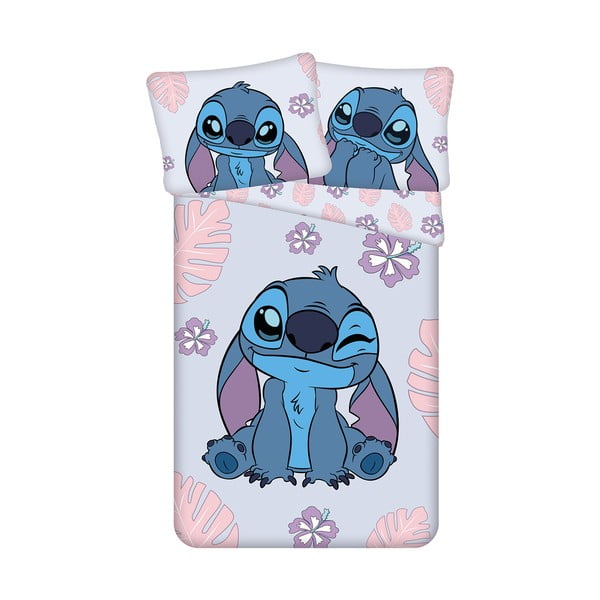 Sinine-lilla puuvillane laste voodipesu 140x200 cm Lilo and Stitch "Cute" - Jerry Fabrics