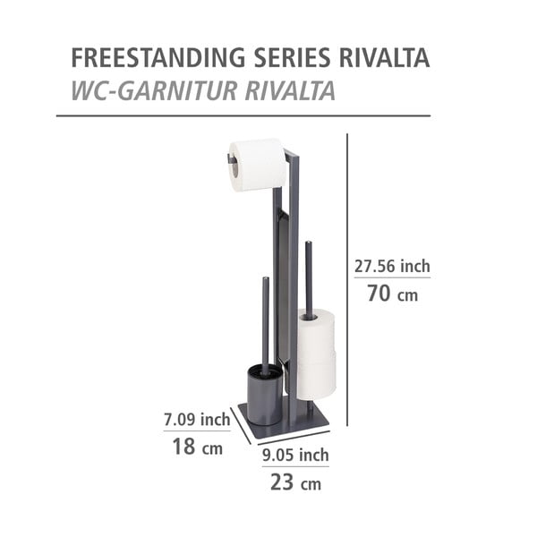 Hall tualettpaberi hoidja koos WC-harjaga Rivalta - Wenko-image-4