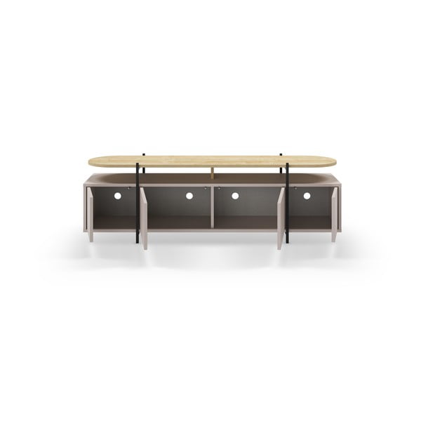 Hall-beež tammedekooriga telerilaud 160x48 cm Hinoa - Marckeric-image-3