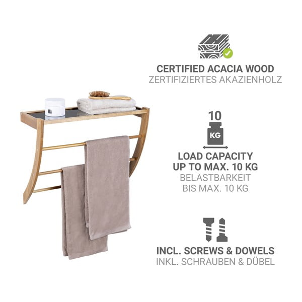 Seinale kinnitatav puidust käterätikuhoidja Fondi - Wenko-image-2