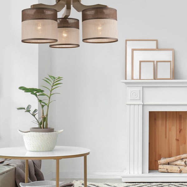 Tumepruun laevalgusti tekstiilist varjuga ø 16 cm Andrea - LAMKUR-image-2