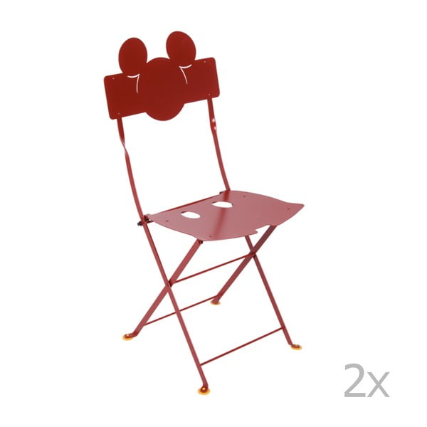 Sada 2 červených kovových zahradních židlí Fermob Bistro Mickey