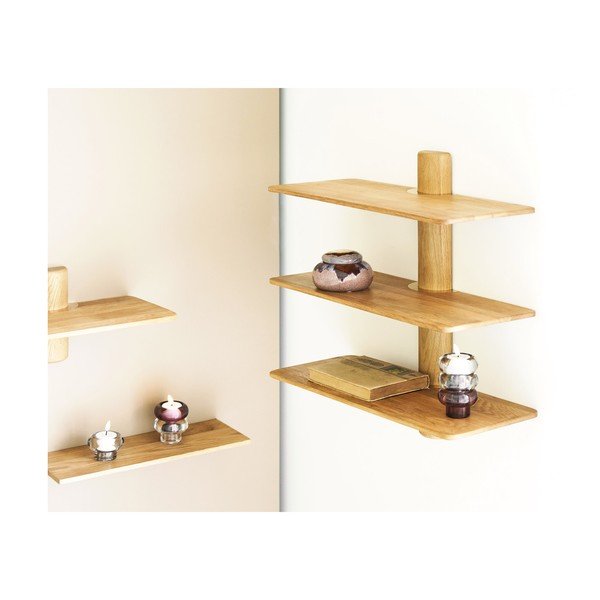 Kahekordne riiul heledast naturaalsest tammepuust 55 cm Calcata - House Nordic-image-1