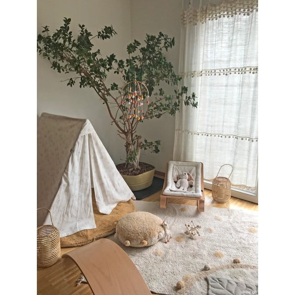 Ookerkollane-kreem pestav käsitsi kootud puuvillane laste vaip 120x160 cm Hippy Dots Honey - Lorena Canals-image-3