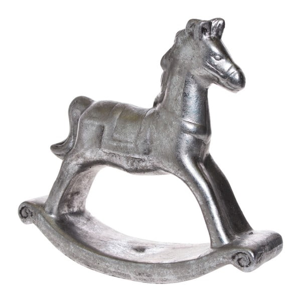Dekorativní houpací kůň ve stříbrné barvě Ewax, výška 19 cm