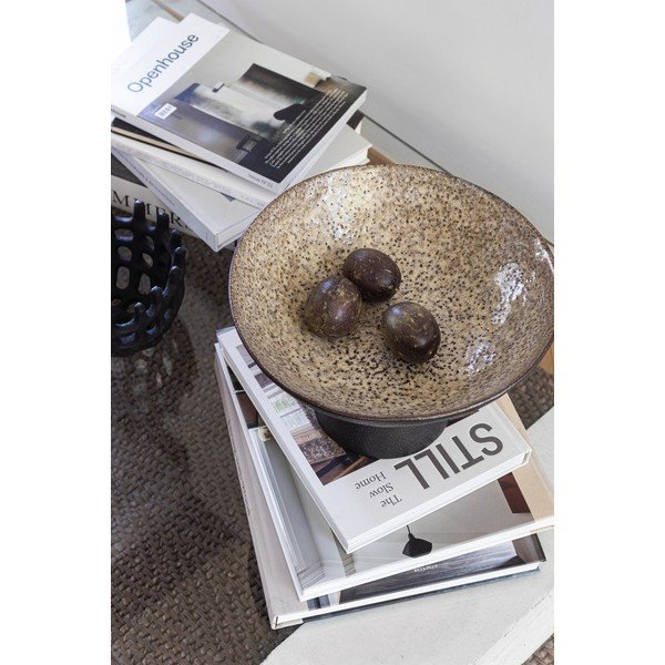 Must/beež kivikeraamikast kauss ø 31,5 cm By Hand - Mette Ditmer Denmark-image-1