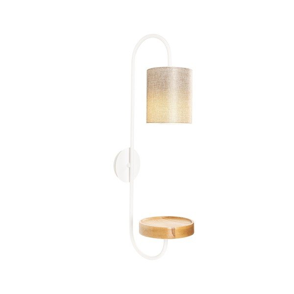 Bílé kovové nástěnné svítidlo s krémovým stínidlem Opviq lights Marylena-image-2