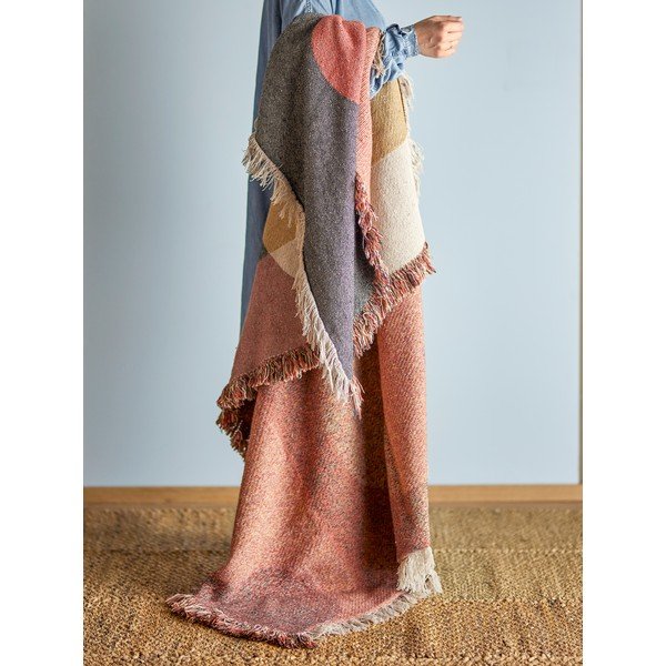 Taaskasutatud puuvillast pruun tekk 130x160 cm Arni - Bloomingville-image-1