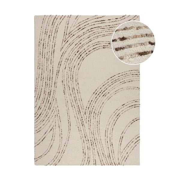 Pruun-kreem villane vaip 160x230 cm Abstract Swirl - Flair Rugs