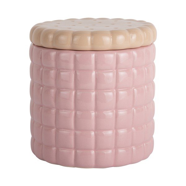 Heleroosa dekoratiivne keraamiline hoiukarp ø 14x15 cm Biscuit Box - PT LIVING