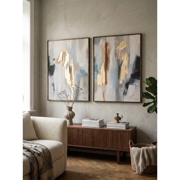 Trükitud/käsitsi maalitud elementidega maalid komplektis 2 raamiga/lõuendil 60x80 cm Gallery - Bizzotto-image-1
