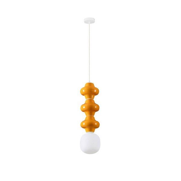 Valge/oranž keraamiline ripplamp klaasist varjuga, ø 18 cm Clio - Nova Luce