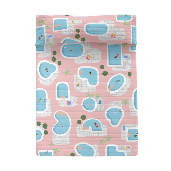 Sinine-roosa tikitud voodikate 260x260 cm Swimming pool - Aware-image-2