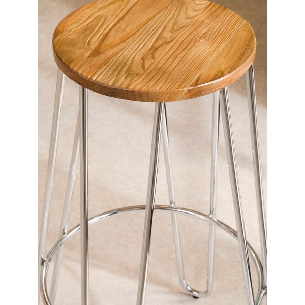 Jalakapuust baaritool hõbedases/naturaalses värvitoonis (istme kõrgus 75 cm) District - Premier Housewares-image-3