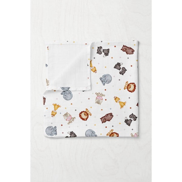 Valge musliinist beebitekk 75x100 cm Zoo - Mijolnir-image-1