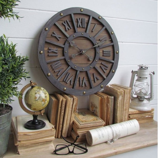 Nástěnné hodiny Industrial Wood, 46 cm