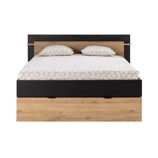 Must tammespoonist kaheinimesevoodi ilma voodipõhjata 140x190 cm Albo - Marckeric-image-4