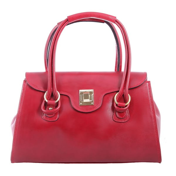 Červená kožená kabelka Chicca Borse Glam